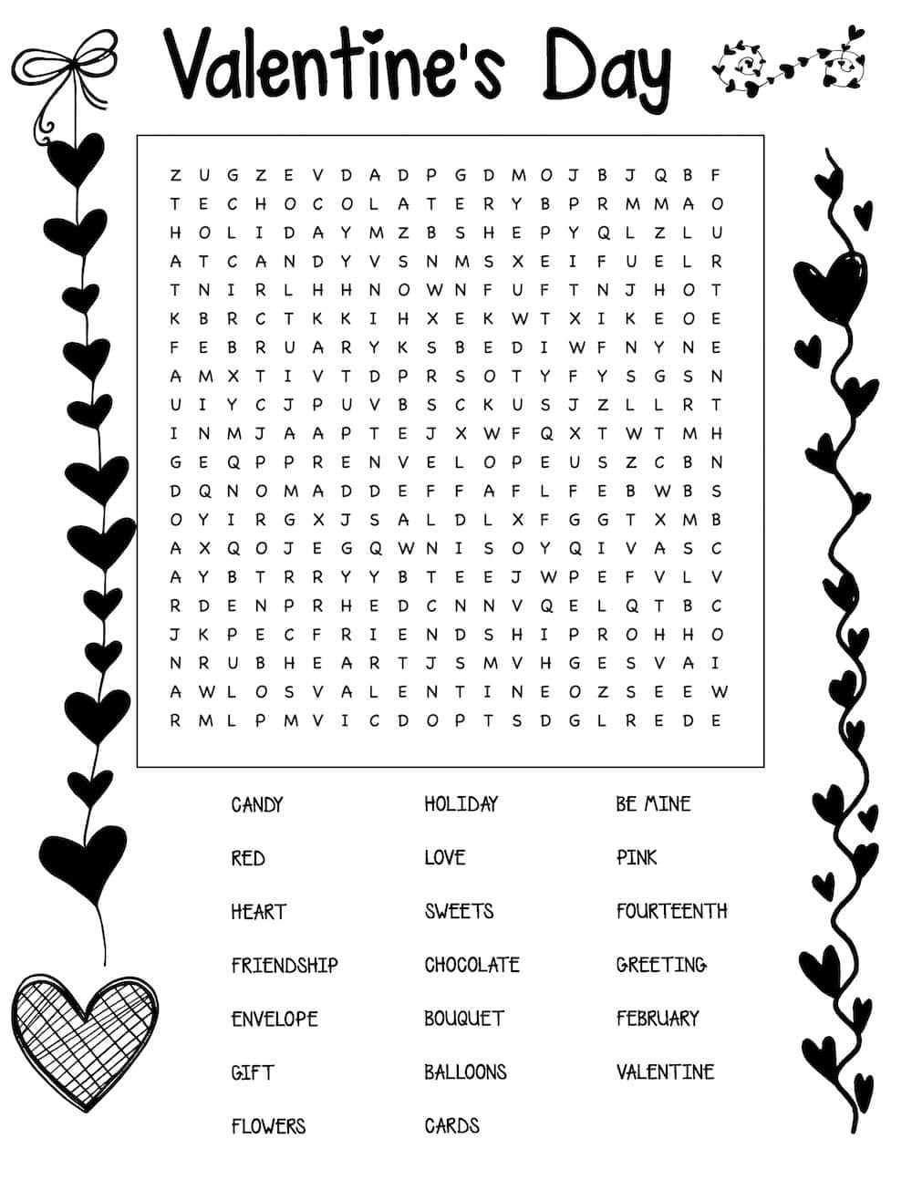 puzzle answers valentine s day word search printable difficult